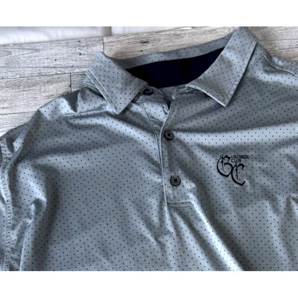 FootJoy Polo Shirt Mens Gray Black Dots Golf Hunting Gilchrist Club Size XL